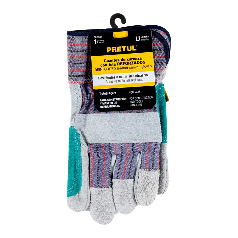 GUANTES DE CARNAZA Y LONETA CON REFUERZO PRETUL, UNITALLA