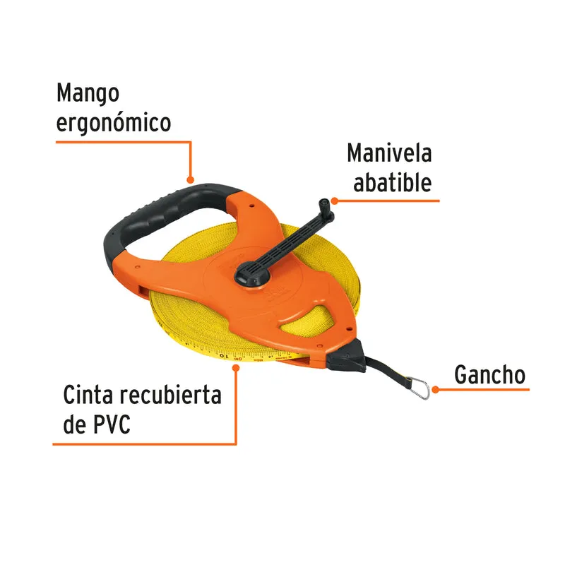 CINTA LARGA 100M TRUPER DE FIBRA DE VIDRIO, TIPO CRUCETA