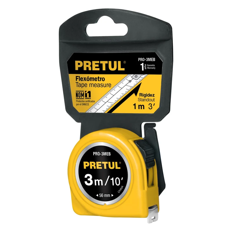 CINTA MÉTRICA AMARILLA PRETUL DE 3M, CINTA 13 MM