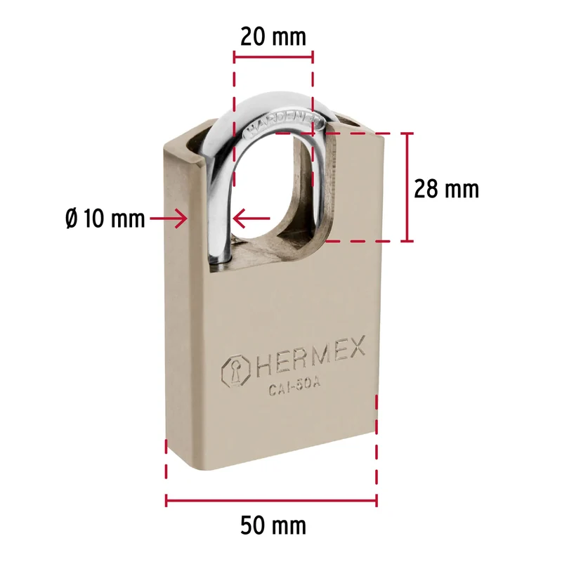 CANDADO DE ACERO 50MM HERMEX, MÁXIMA SEGURIDAD