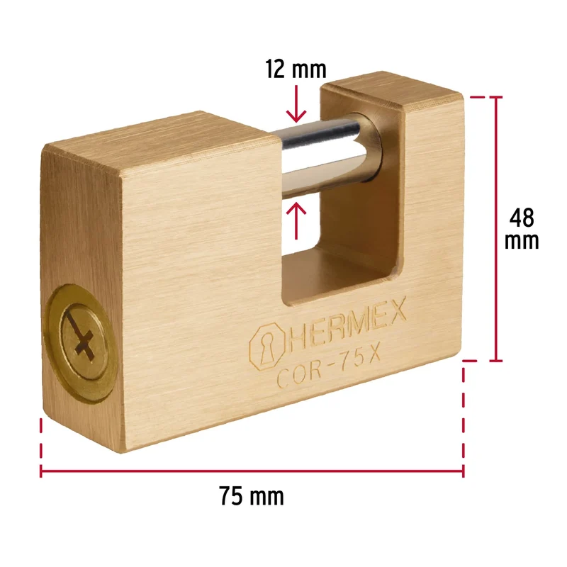CANDADO ANTIPALANCA 75MM HERMEX, CUERPO DE LATÓN
