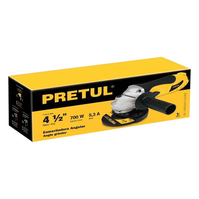 AMOLADORA ANGULAR PRETUL 4 1/2" 700 W