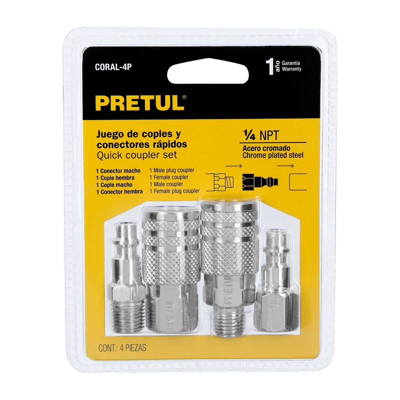 JUEGO DE 2 CONECTORES Y 2 COPLES PARA COMPRESOR, PRETUL
