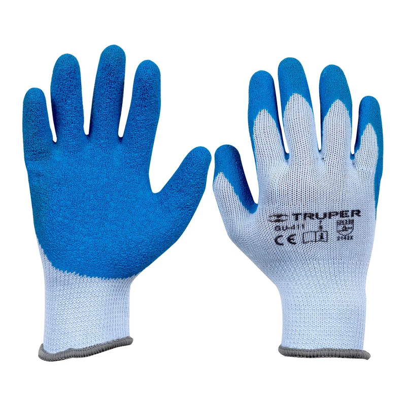 GUANTES DE POLIÉSTER TRUPER RECUBIERTOS DE LATEX, TALLA CHICA