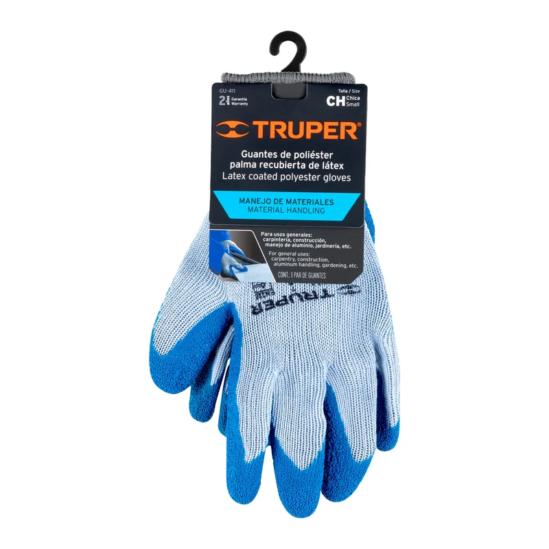 GUANTES DE POLIÉSTER TRUPER RECUBIERTOS DE LATEX, TALLA CHICA