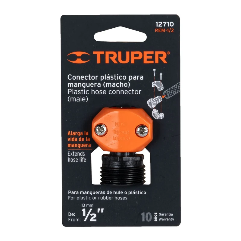 CONECTOR 1/2" MACHO DE ABS PARA MANGUERA, TRUPER