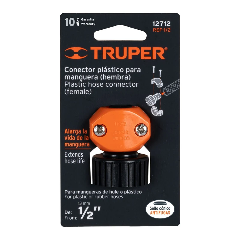 CONECTOR 1/2" HEMBRA DE ABS PARA MANGUERA, TRUPER