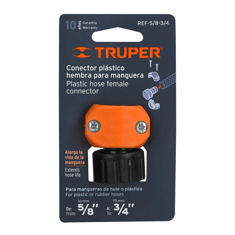 CONECTOR 5/8"-3/4" HEMBRA DE ABS PARA MANGUERA, TRUPER
