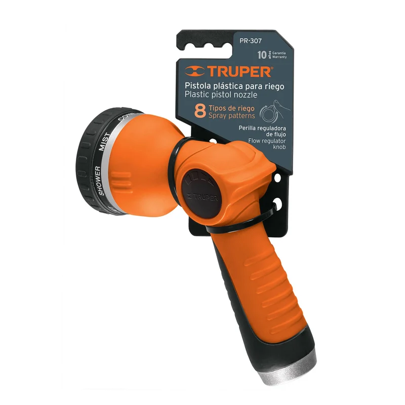 PISTOLA PARA RIEGO TRUPER DE 8 FUNCIONES, PLÁSTICA
