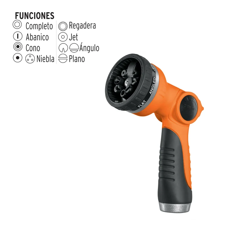 PISTOLA PARA RIEGO TRUPER DE 8 FUNCIONES, PLÁSTICA