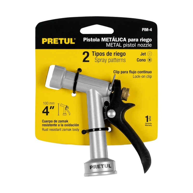 PISTOLA PARA RIEGO PRETUL DE 2 FUNCIONES, METÁLICA
