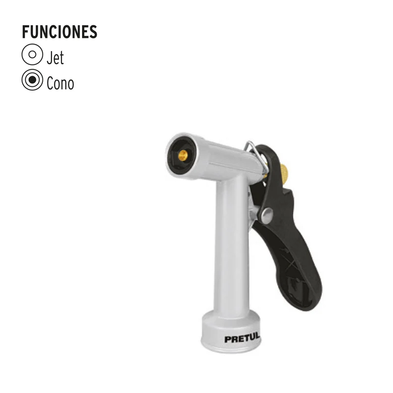 PISTOLA PARA RIEGO PRETUL DE 2 FUNCIONES, METÁLICA