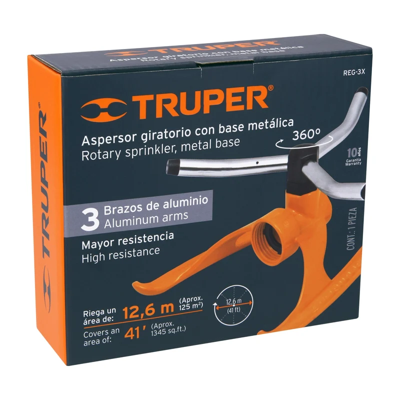 REGADERA GIRATORIA TRUPER CON 3 BRAZOS, COLOR NATURAL
