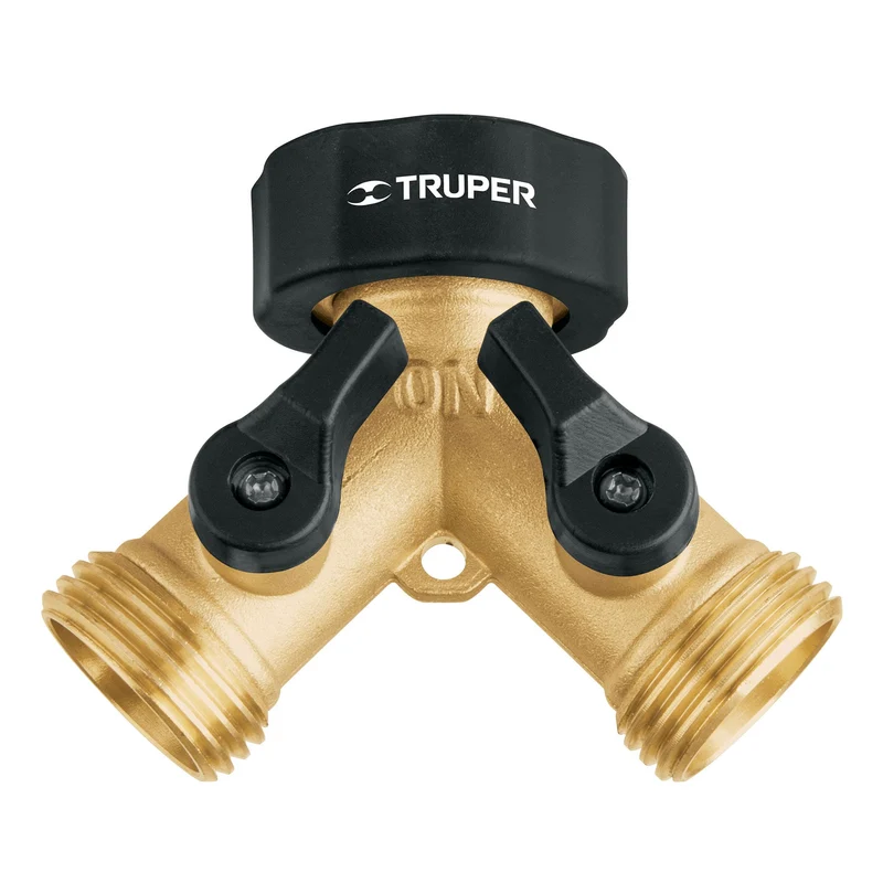 CONECTOR "Y" 3/4" LATÓN SÓLIDO TRUPER CON TUERCA MÓVIL PARA MANGUERA