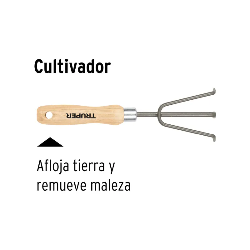 CULTIVADOR PARA JARDÍN TRUPER, MANGO DE 6" (15 CM)