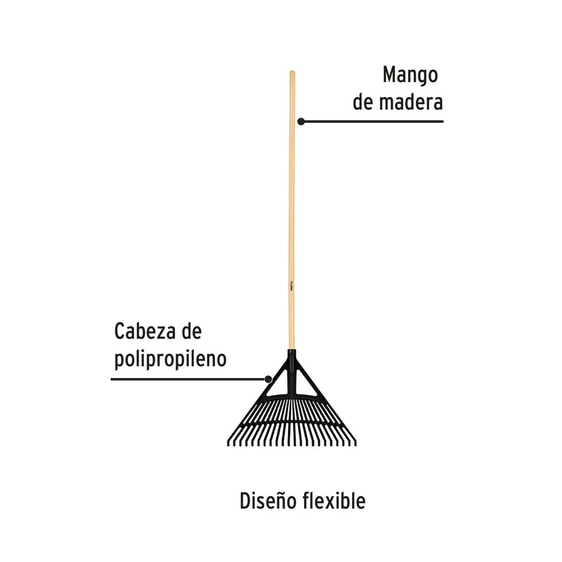 ESCOBA PLÁSTICA FLEXIBLE PARA JARDÍN PRETUL, 22 DIENTES