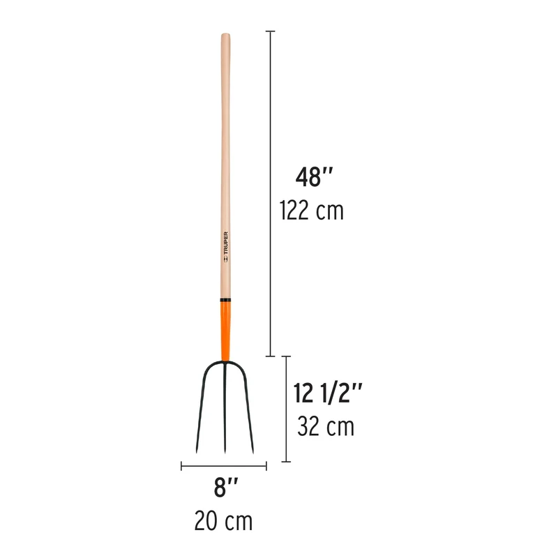 BIELDO PARA PAJA TRUPER CON 3 DIENTES, MANGO 48" (122 CM)