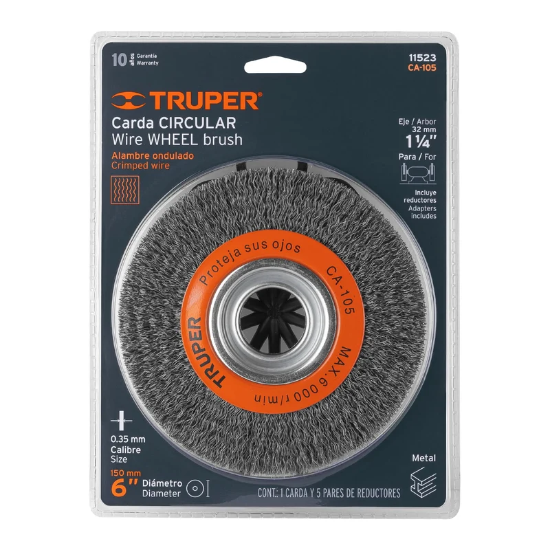 CARDA DE ALAMBRE ONDULADO 6" X 13/16" TRUPER
