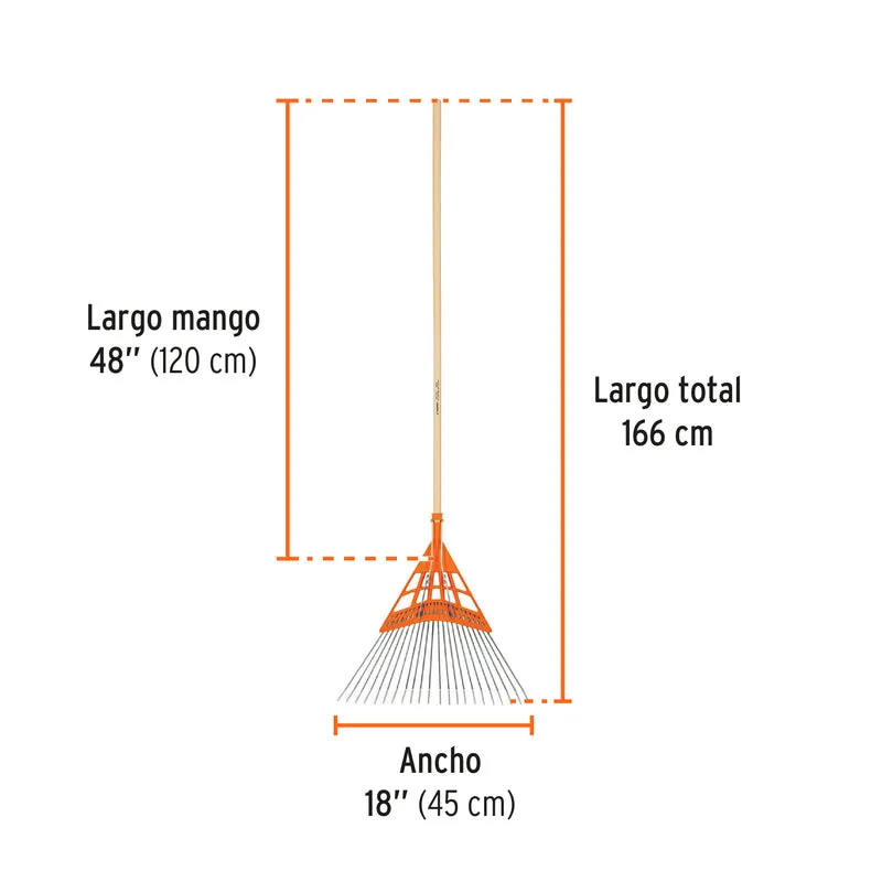 ESCOBA METAL/PLASTICA TRUPER, 22 DIENTES DE CABEZA RECTA