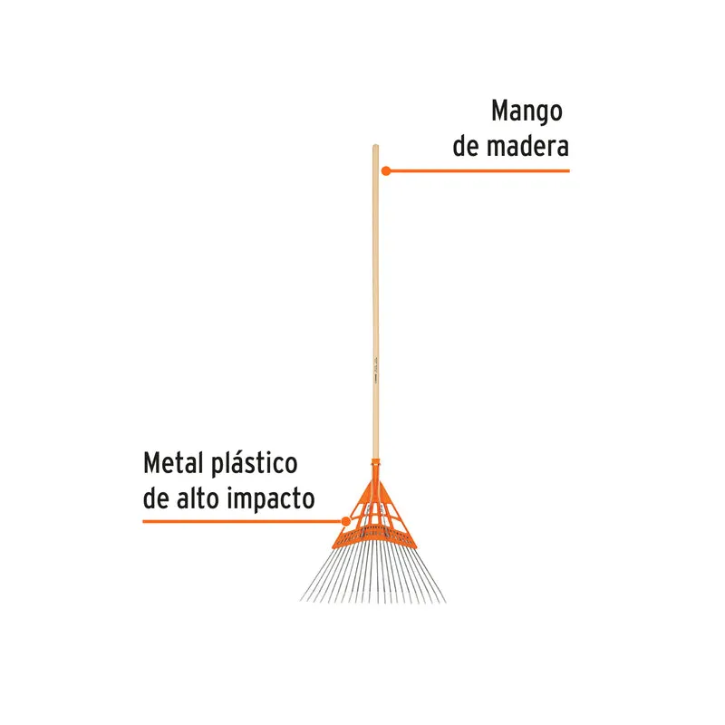 ESCOBA METAL/PLASTICA TRUPER, 22 DIENTES DE CABEZA RECTA