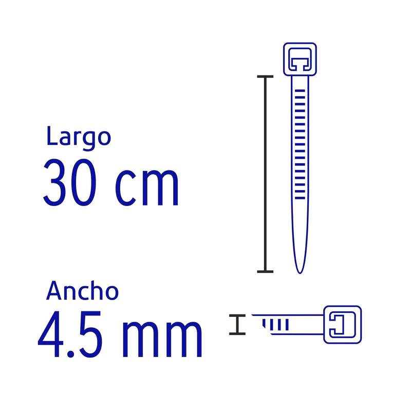 BOLSA CON 50 CINCHOS PLÁSTICOS TRUPER VOLTEK 50 LB, 300X4.5 MM