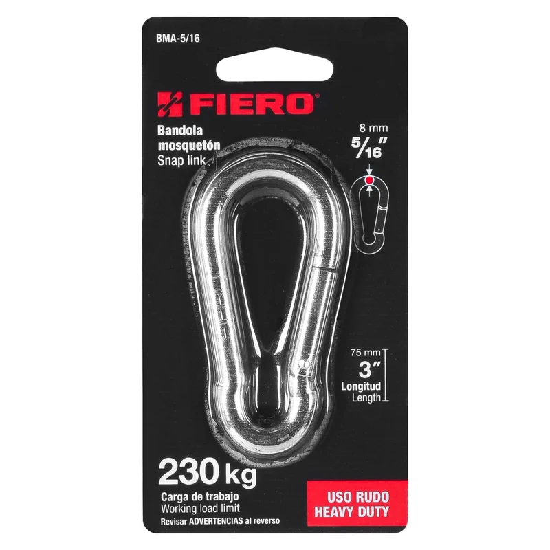 MOSQUETÓN ACERO TRUPER 5/16"-3" (8 CM) FIERO