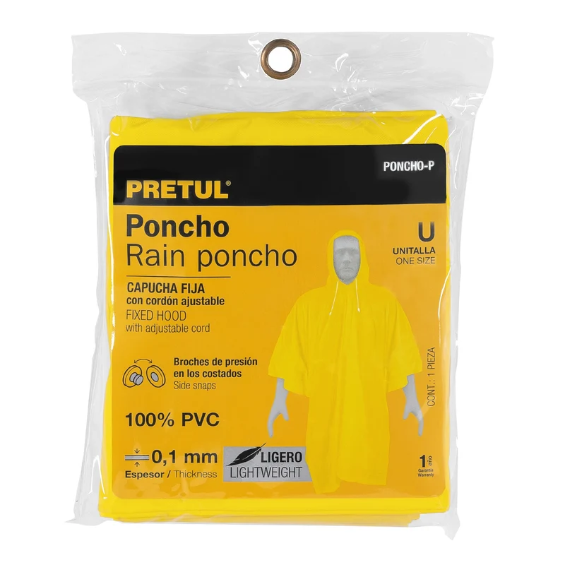 PONCHO O CAPA TRUPER MANGA LIGERO PRETUL DE 100% PVC
