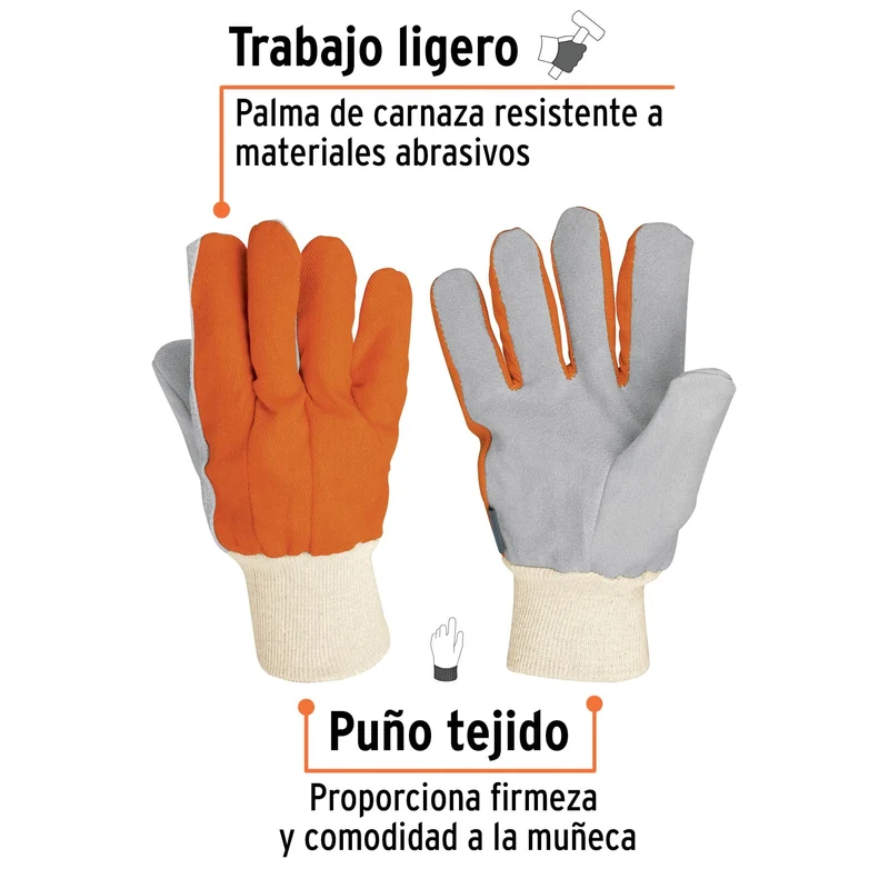 GUANTES TRUPER DE CARNAZA Y LONETA USO LIGERO