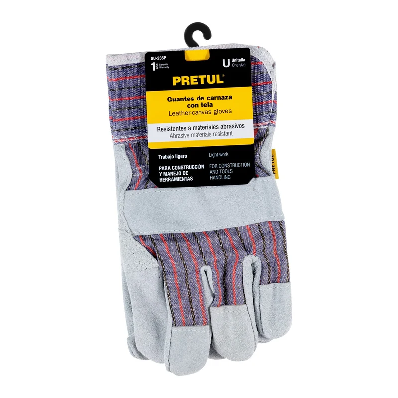 GUANTES PRETUL TRUPER DE CARNAZA Y LONETA, UNITALLA