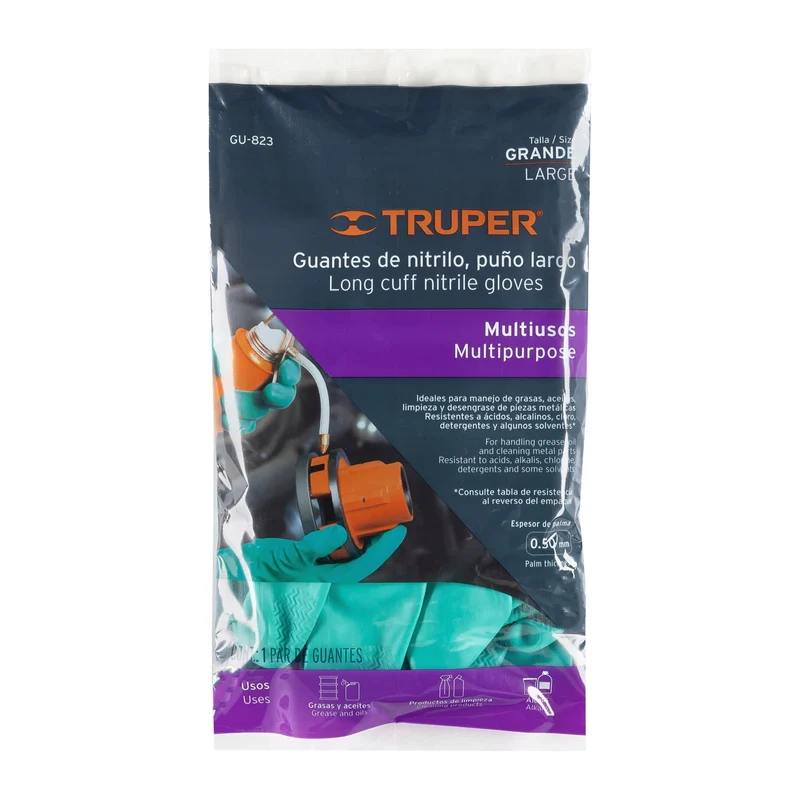 GUANTES TRUPER DE NITRILO VERDE MULTIUSOS, TALLA GRANDE