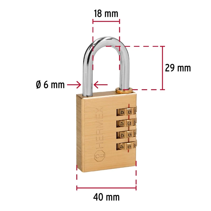 CANDADO DE COMBINACIÓN TRUPER HERMEX 40 MM CUERPO DE LATÓN