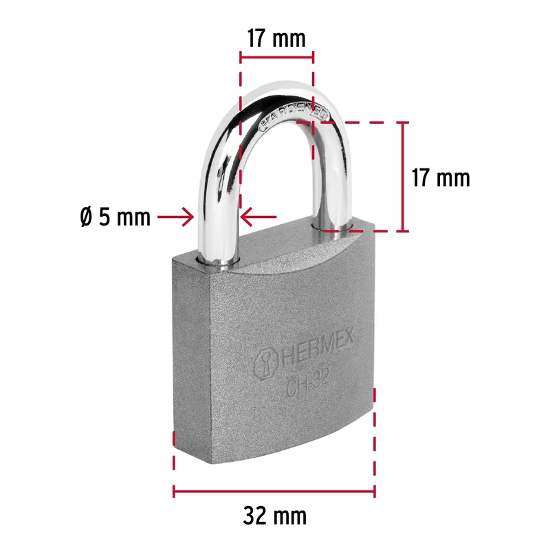 CANDADO DE HIERRO HERMEX 32 MM TRUPER GANCHO CORTO