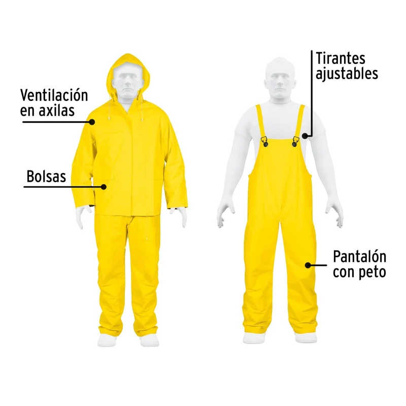 CONJUNTO IMPERMEABLE DOBLE CAPA TRUPER TALLA GRANDE TIRANTES AJUSTABLES