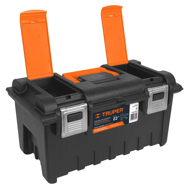 CAJA PARA HERRAMIENTA TRUPER DE 22" (56 CM) CON COMPARTIMENTOS