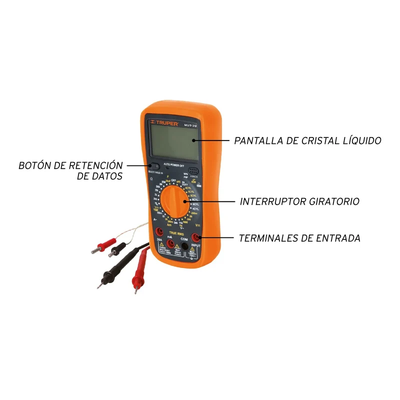 MULTÍMETRO DIGITAL PROFESIONAL TRUPER CON RMS VERDADERO