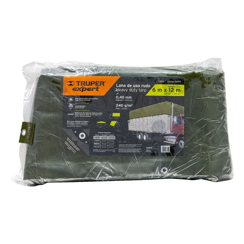 LONA USO RUDO TRUPER 6 X 12 M VERDE OLIVO