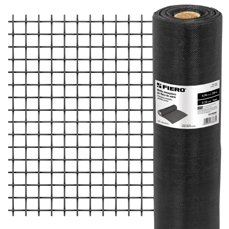 ROLLO DE MALLA MOSQUITERA FIERO TRUPER 30 M X 0.9M FIBRA DE VIDRIO NEGRA