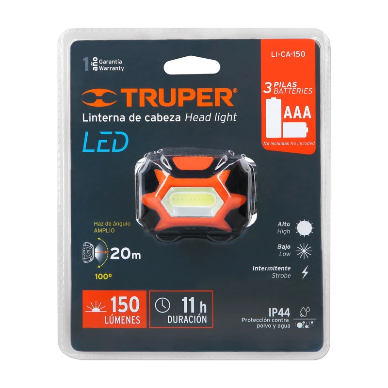LINTERNA DE MINERO 1 LED TRUPER DE ALTA INTENSIDAD 150 LM