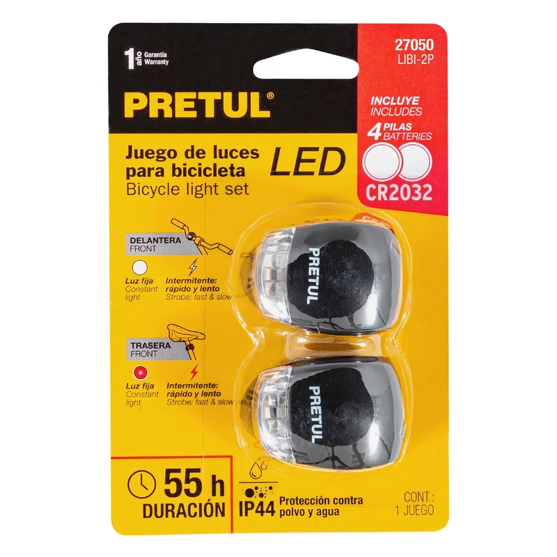 JUEGO DE 2 PIEZAS DE LINTERNA TRUPER PRETUL PARA BICICLETA