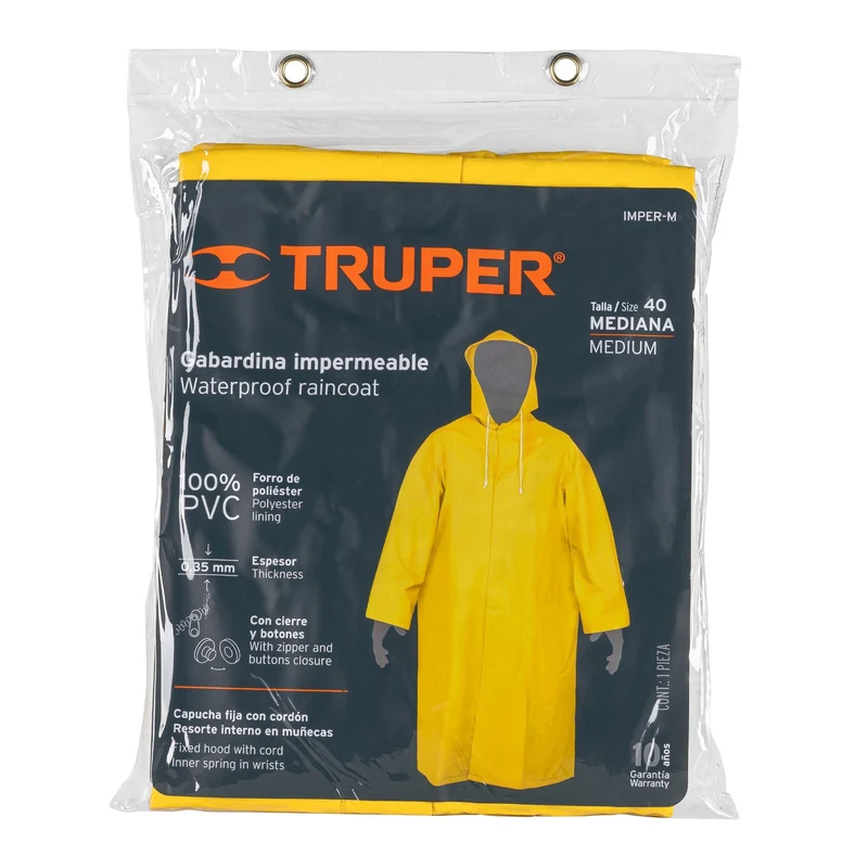 GABARDINA IMPERMEABLE DOBLE CAPA TRUPER, TALLA MEDIANO