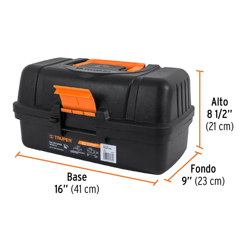CAJA PARA PESCA TRUPER DE 16" (41 CM) CON 3 BANDEJAS DESLIZABLES
