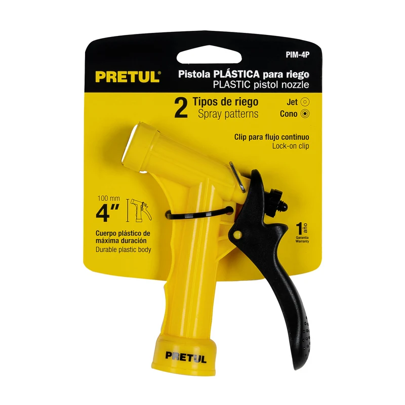 PISTOLA PLÁSTICA PRETUL PARA RIEGO 4" (10 CM) MANGOS ERGONÓMICOS
