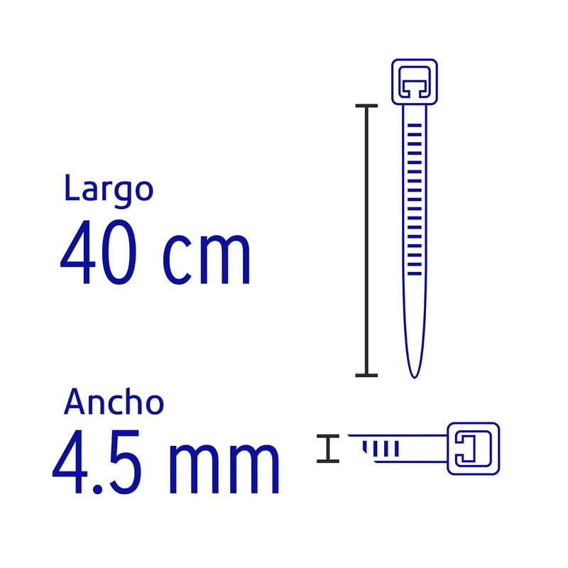BOLSA CON 25 CINCHOS PLÁSTICOS VOLTEK 50 LB. DE 400X4.5MM