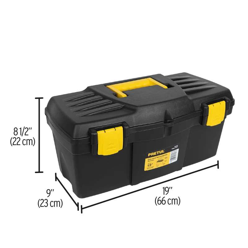 CAJA PARA HERRAMIENTA PLÁSTICA PRETUL 19" (48 CM) SIN COMPARTIMENTOS