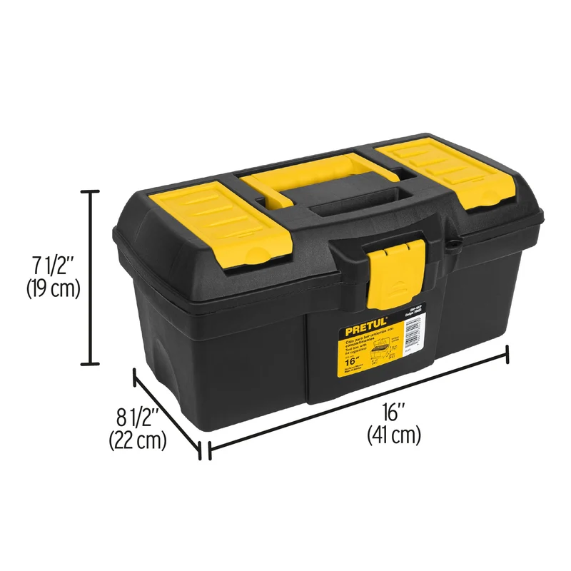 CAJA PARA HERRAMIENTA PLÁSTICA PRETUL 16" (41 CM) CON COMPARTIMENTOS