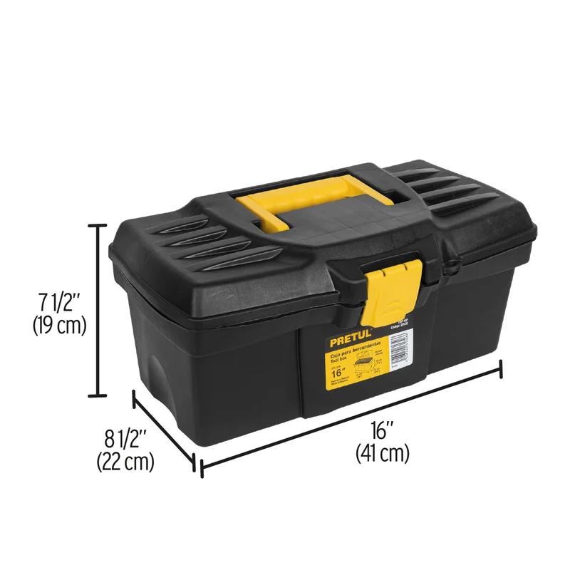 CAJA PARA HERRAMIENTA PLÁSTICA PRETUL 16" (41CM) SIN COMPARTIMENTOS
