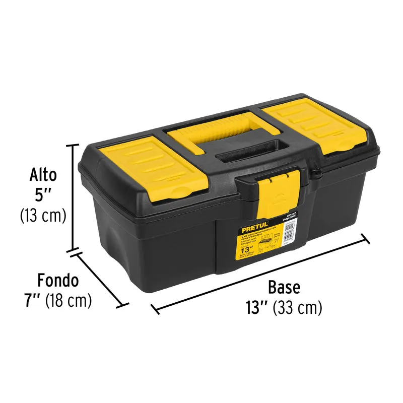 CAJA PARA HERRAMIENTA PLÁSTICA PRETUL 13" (33CM) CON COMPARTIMENTOS
