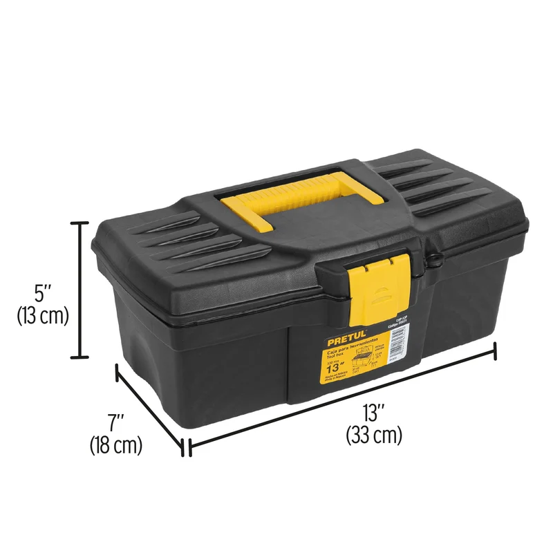 CAJA PARA HERRAMIENTA PLÁSTICA PRETUL 13" (33CM) SIN COMPARTIMENTOS