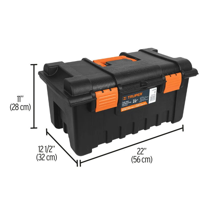 CAJA PARA HERRAMIENTA TRUPER DE 22" (56 CM) SIN COMPARTIMENTOS