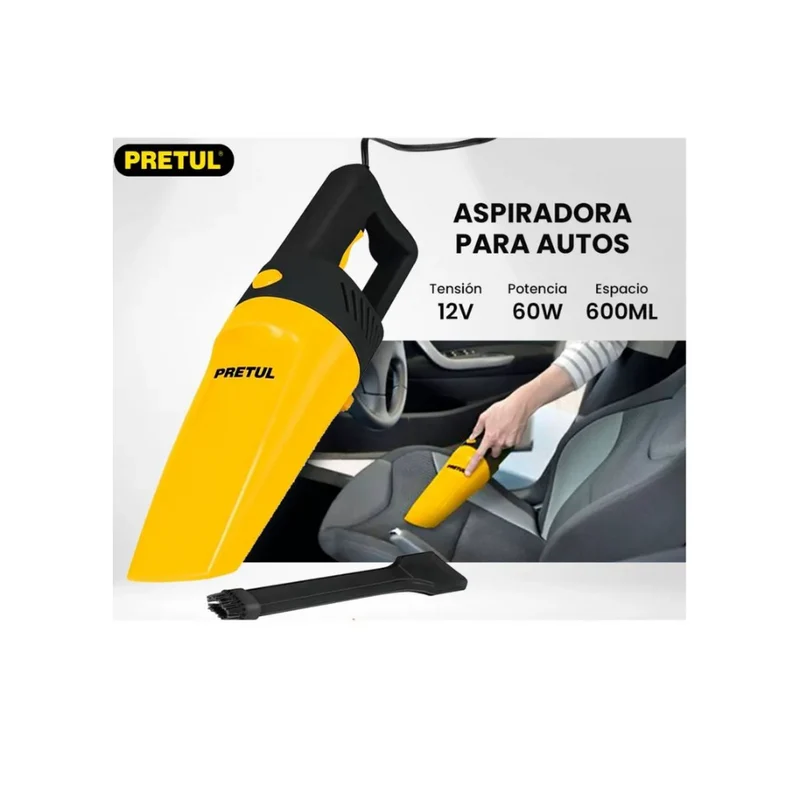 ASPIRADORA PARA AUTO PRETUL12V, PORTÁTIL Y LIGERO